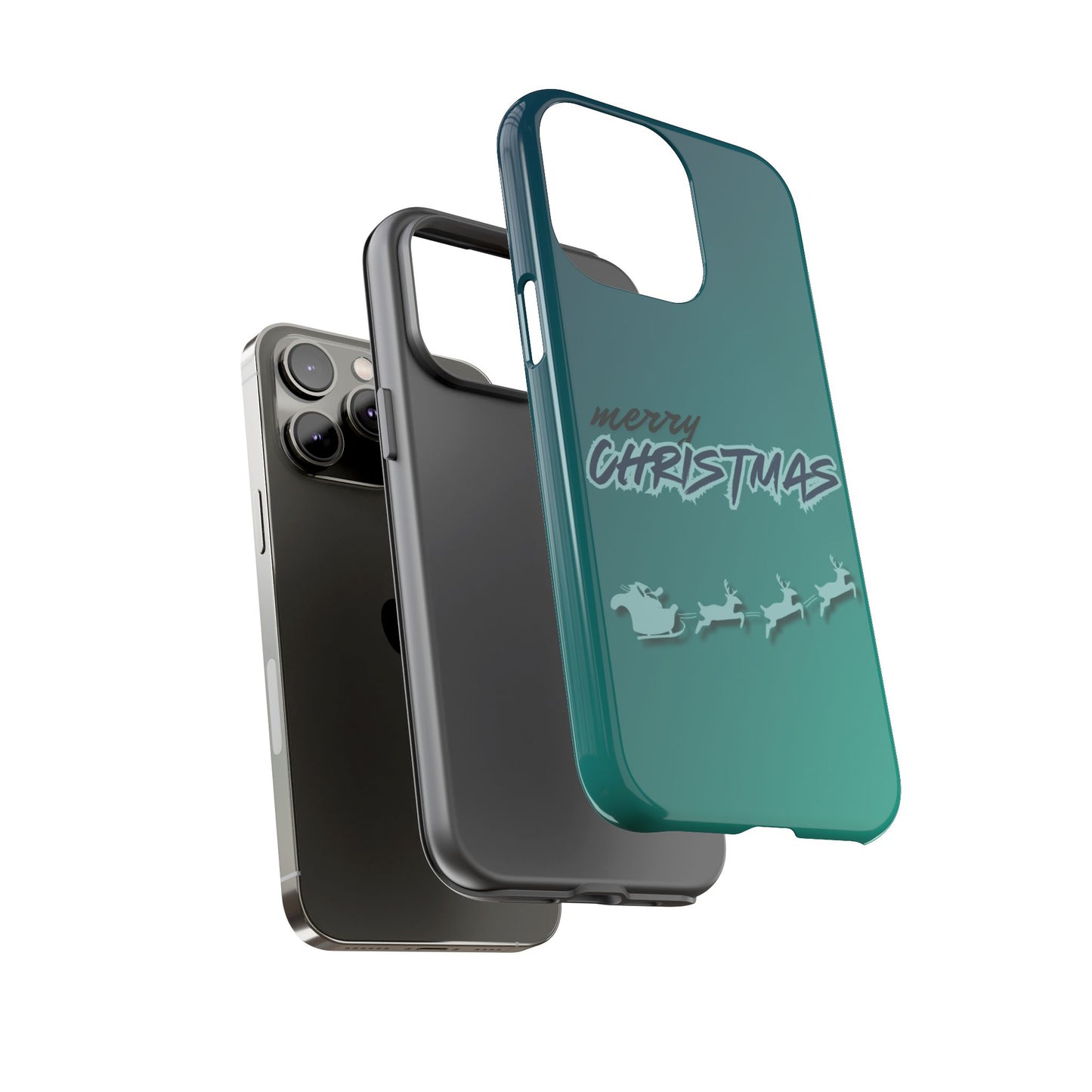 Phone Cases - Gradient Green Merry Christmas Design