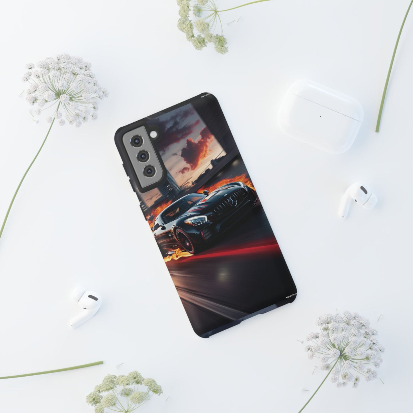 Phone Cases - Mercedes AMG in Urban Flames Design