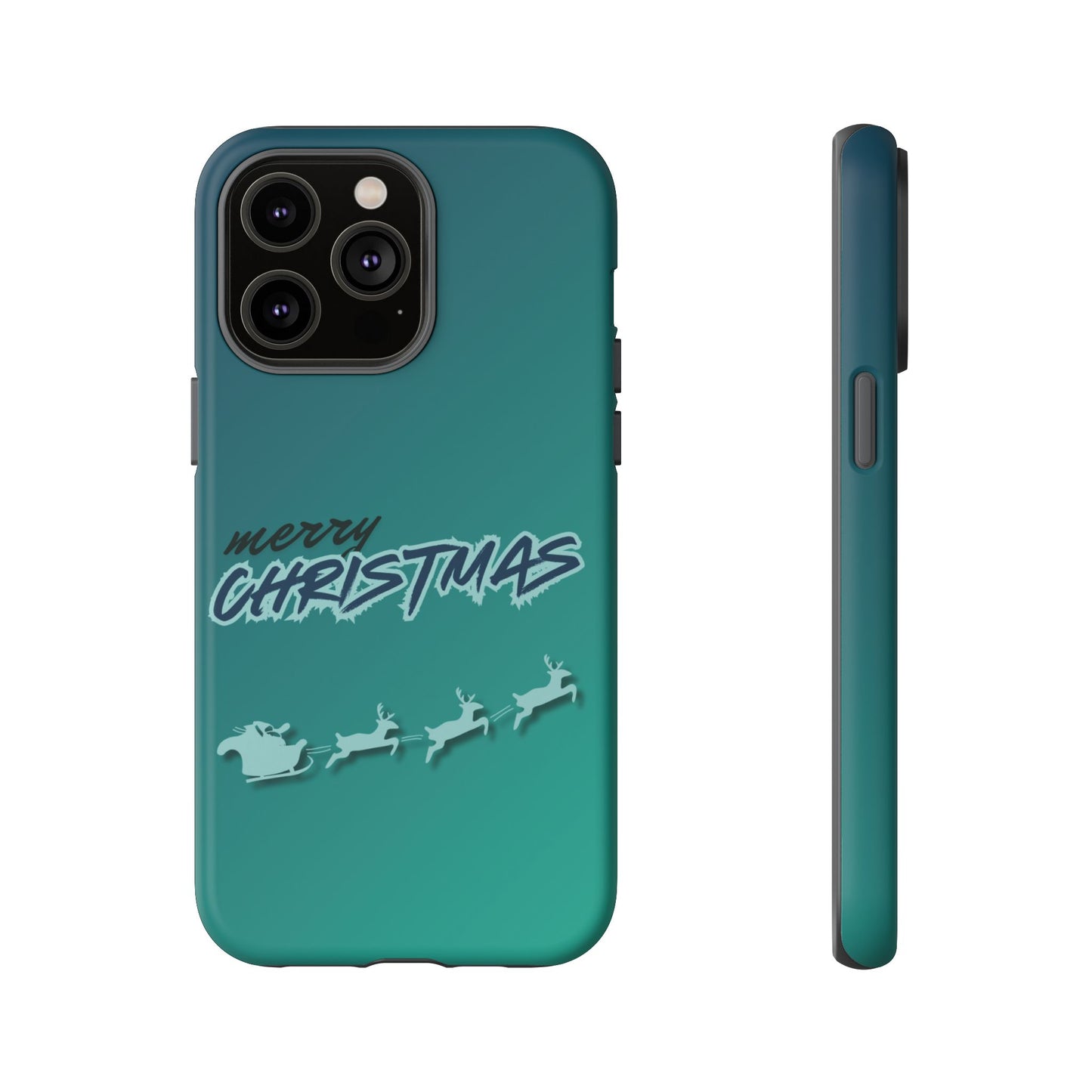 Phone Cases - Gradient Green Merry Christmas Design