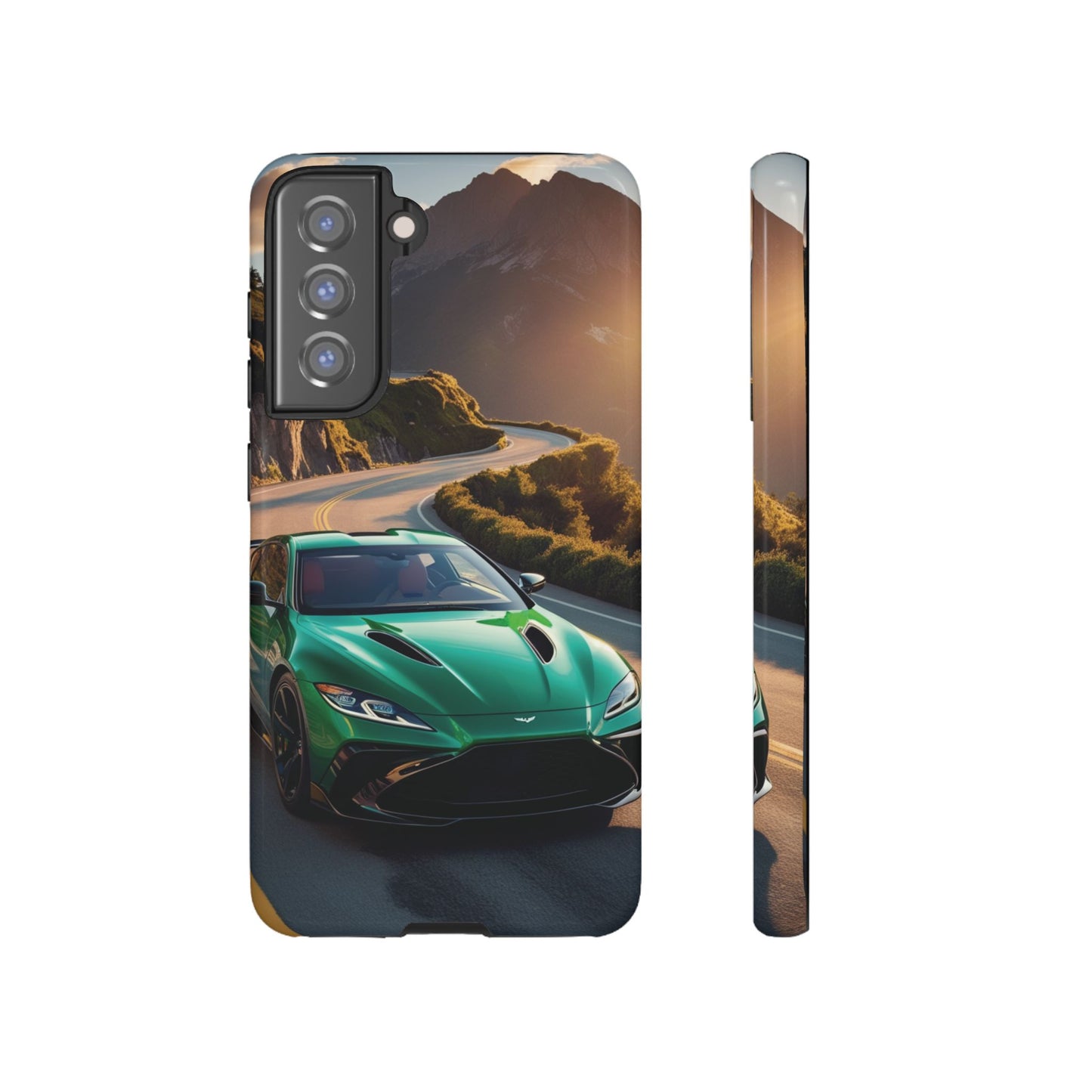 Phone Cases - Emerald Green Dream Car on Mountain Road Adventure Design