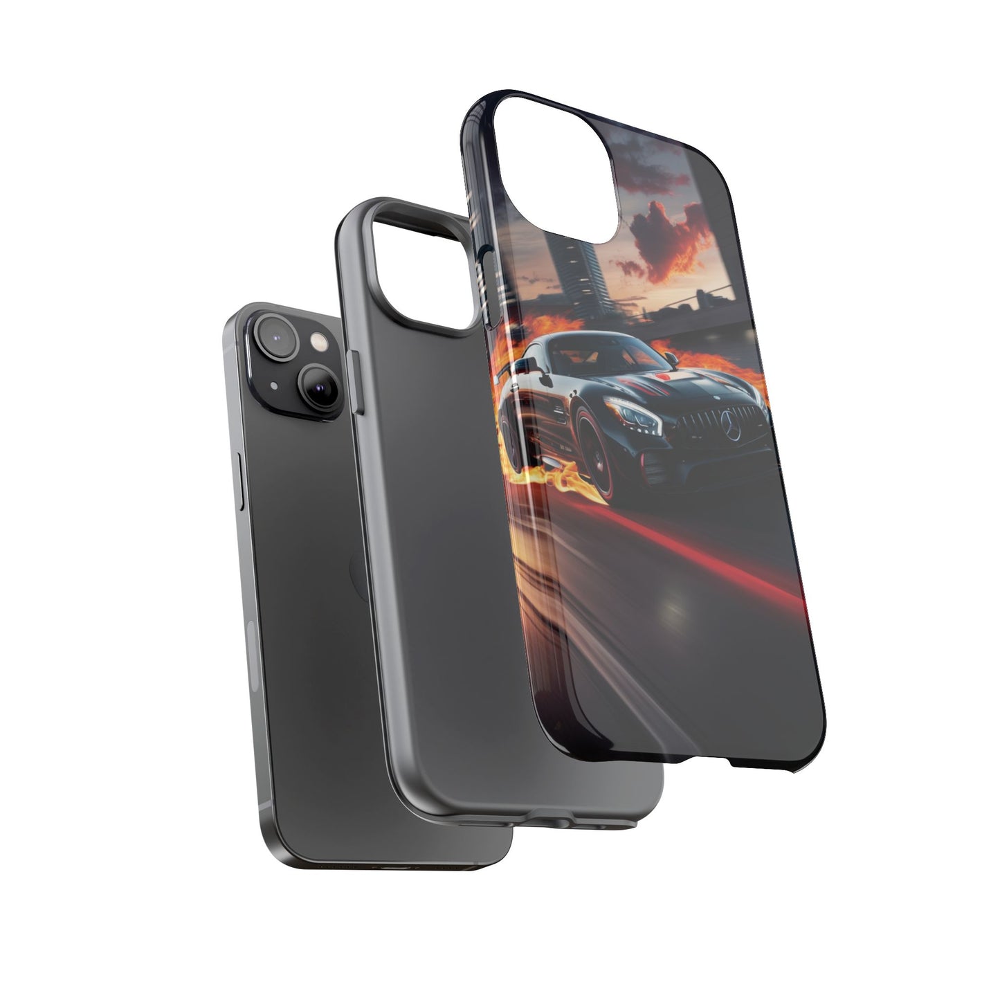 Phone Cases - Mercedes AMG in Urban Flames Design