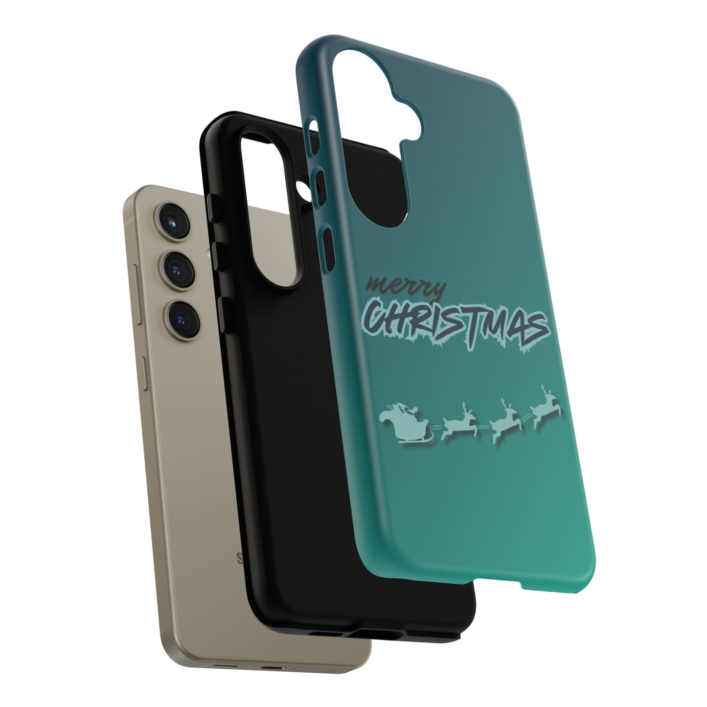 Phone Cases - Gradient Green Merry Christmas Design