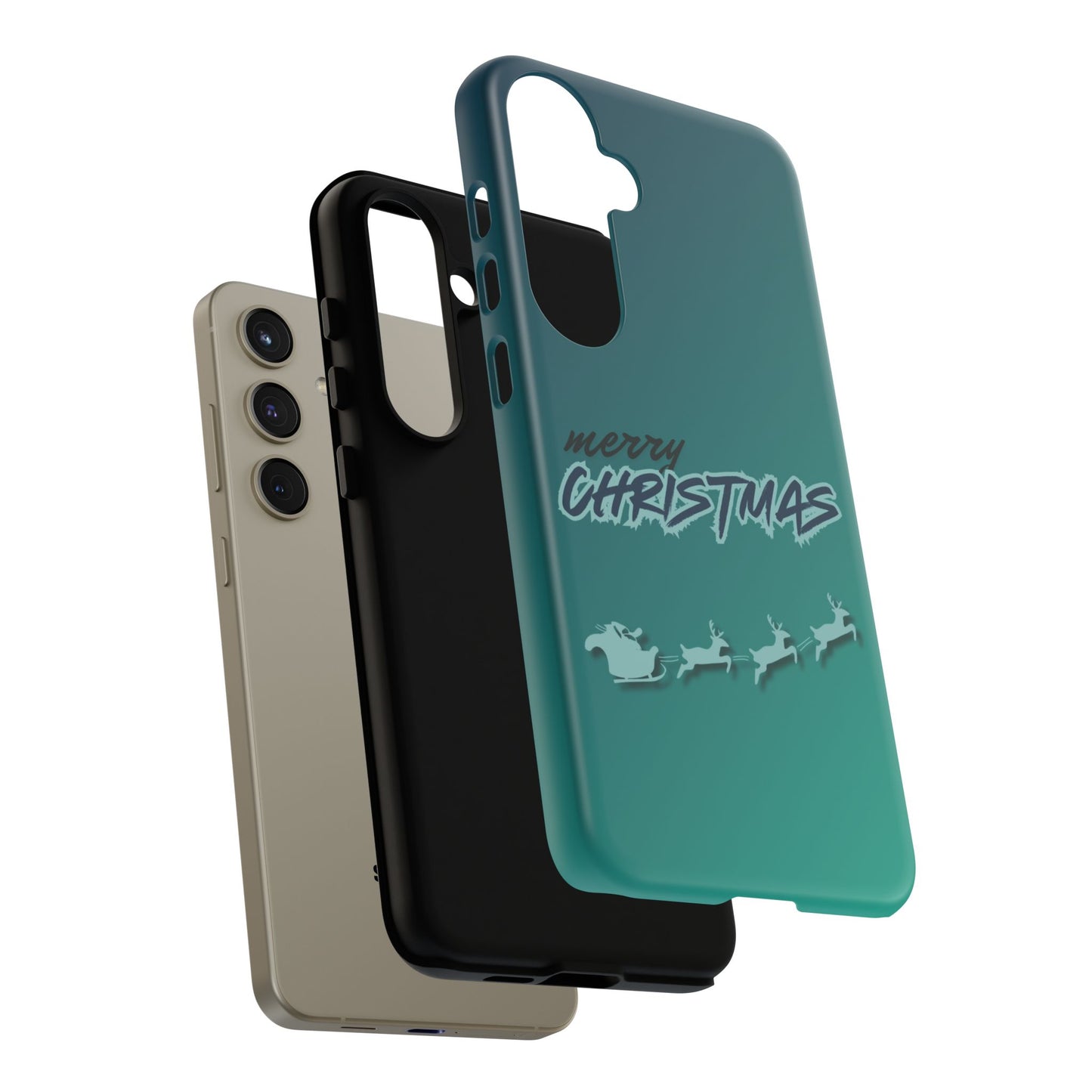 Phone Cases - Gradient Green Merry Christmas Design