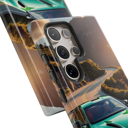 Phone Cases - Emerald Green Dream Car on Mountain Road Adventure Design