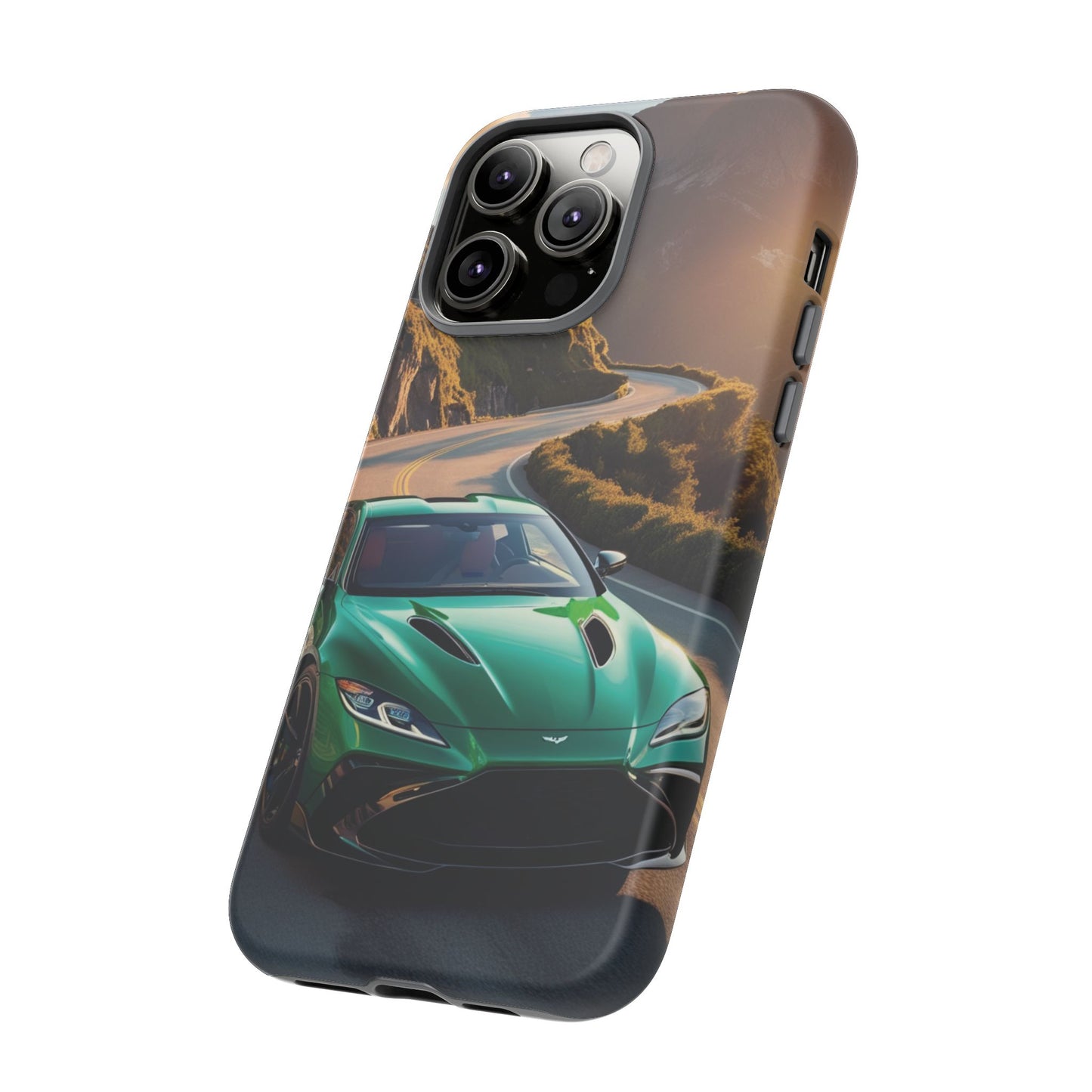 Phone Cases - Emerald Green Dream Car on Mountain Road Adventure Design