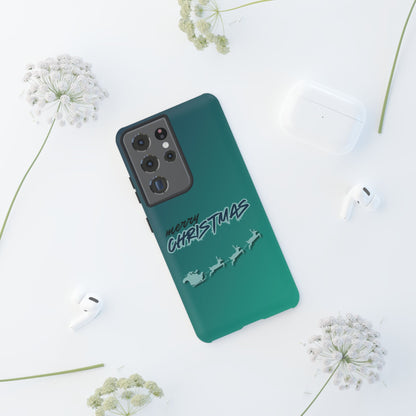 Phone Cases - Gradient Green Merry Christmas Design