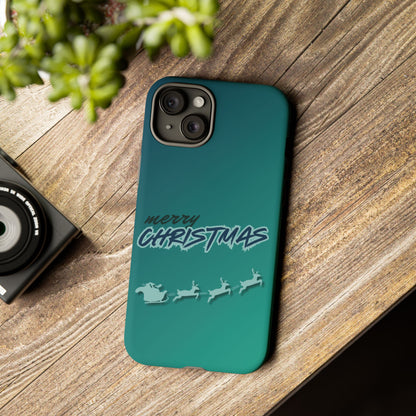 Phone Cases - Gradient Green Merry Christmas Design