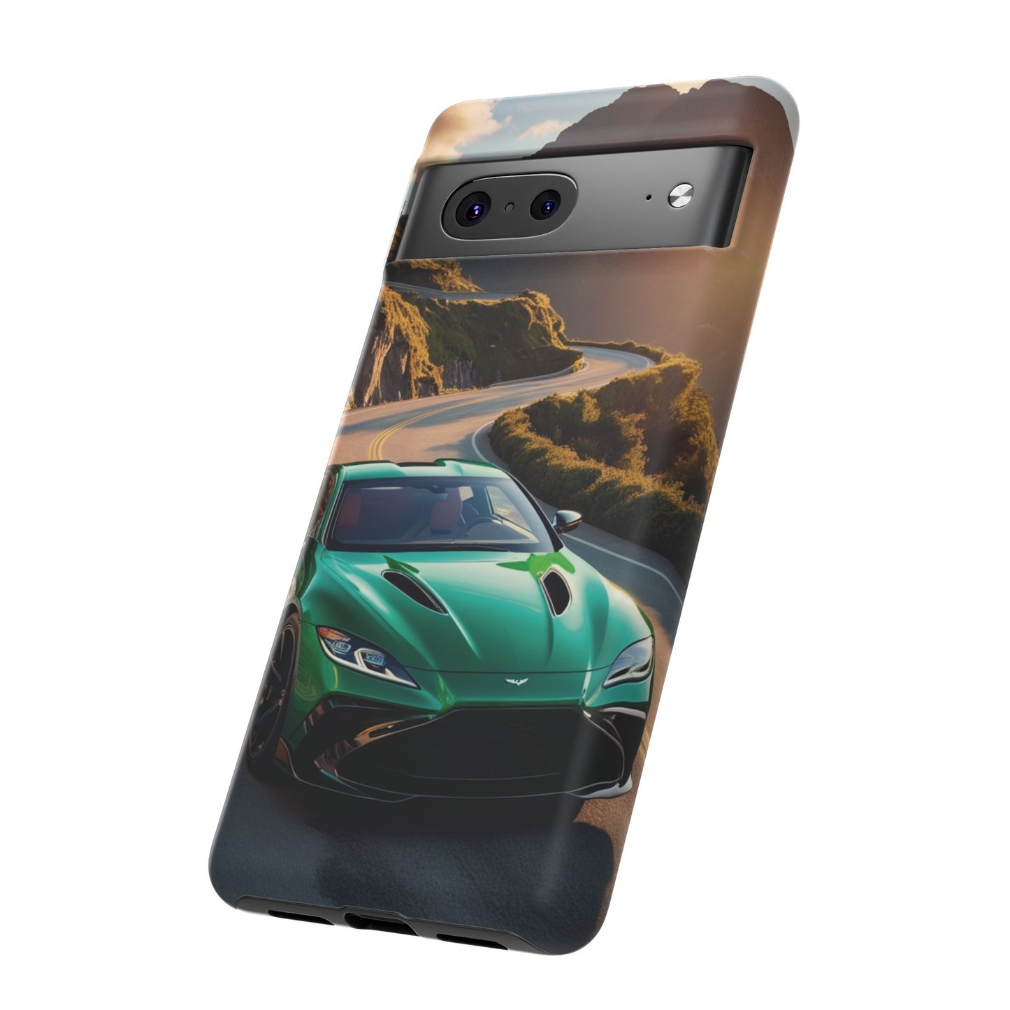 Phone Cases - Emerald Green Dream Car on Mountain Road Adventure Design