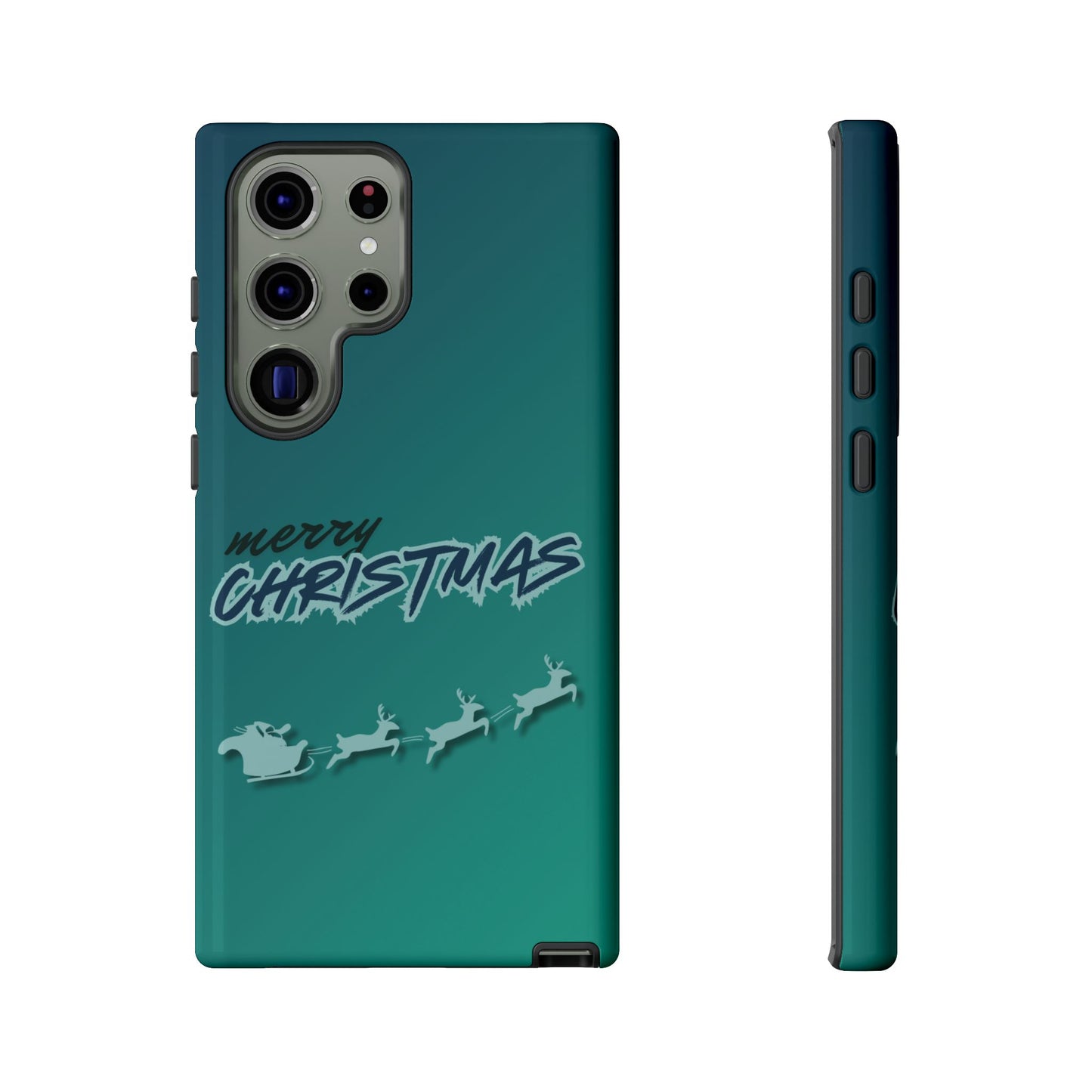 Phone Cases - Gradient Green Merry Christmas Design