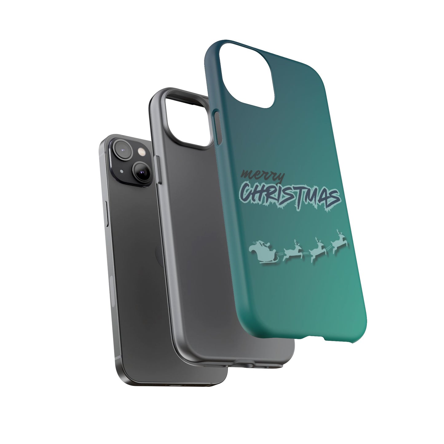 Phone Cases - Gradient Green Merry Christmas Design