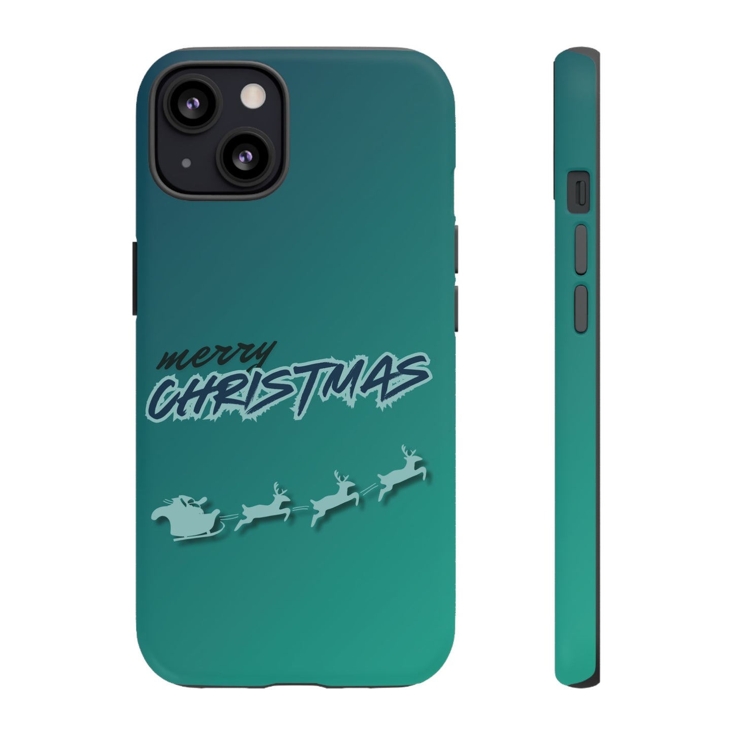 Phone Cases - Gradient Green Merry Christmas Design