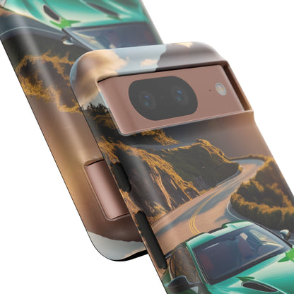 Phone Cases - Emerald Green Dream Car on Mountain Road Adventure Design