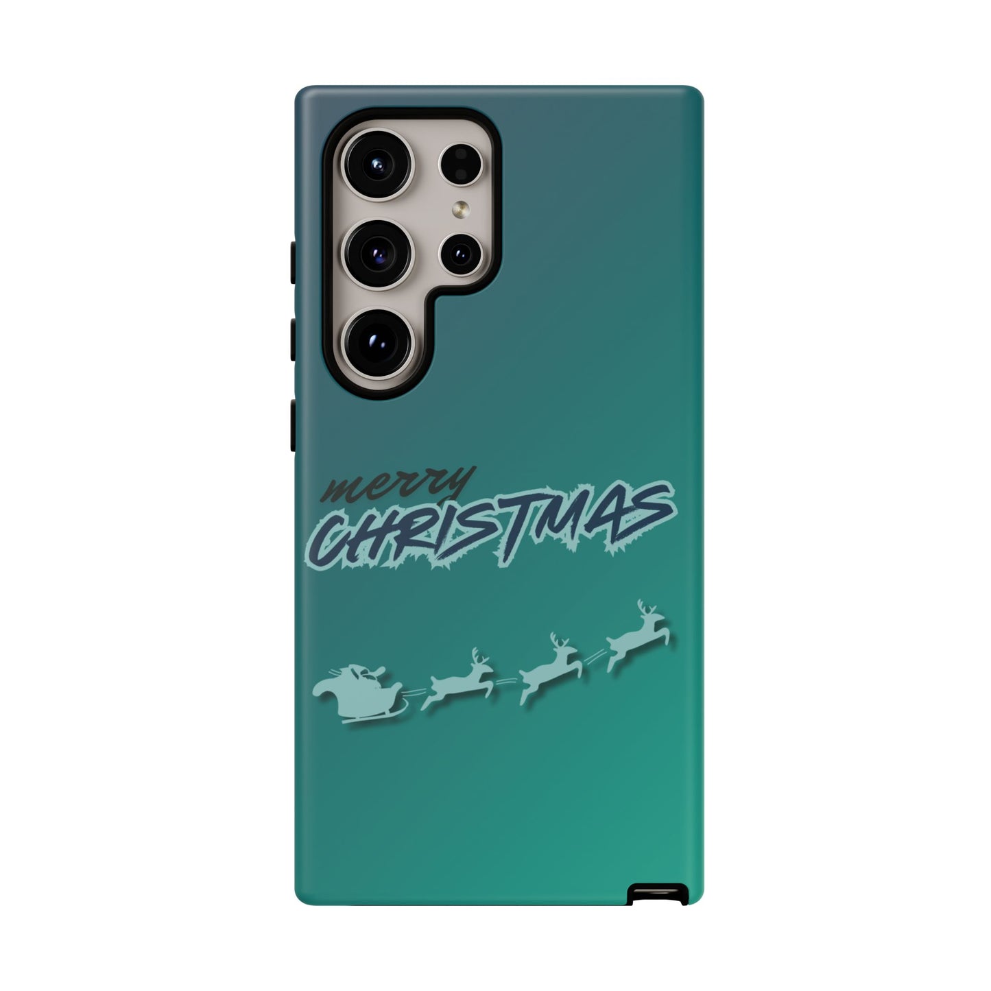 Phone Cases - Gradient Green Merry Christmas Design