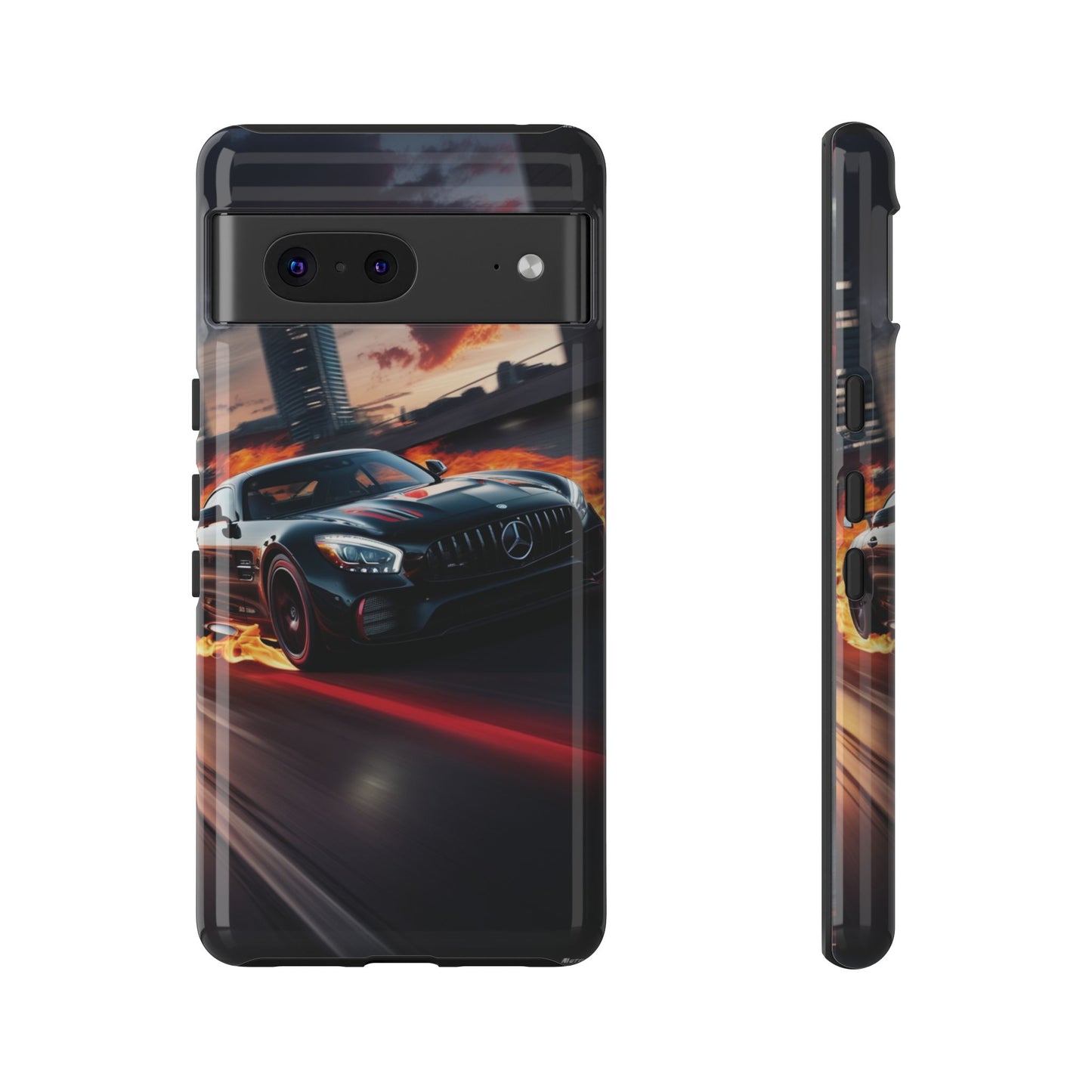 Phone Cases - Mercedes AMG in Urban Flames Design