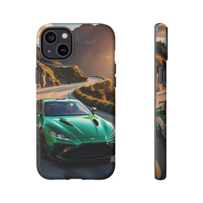 Phone Cases - Emerald Green Dream Car on Mountain Road Adventure Design