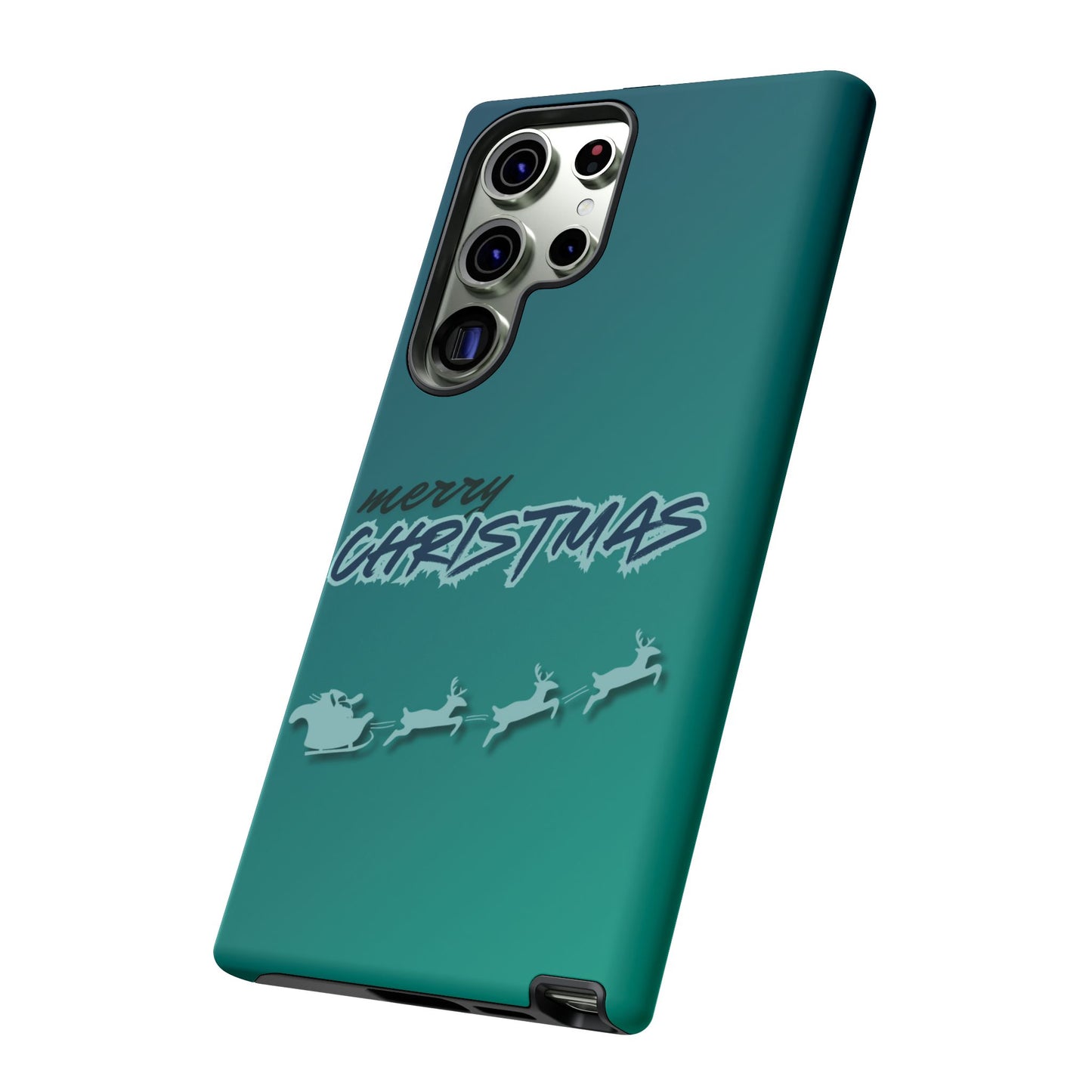 Phone Cases - Gradient Green Merry Christmas Design