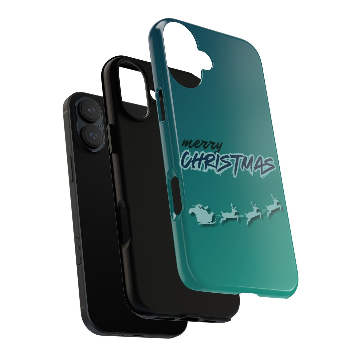 Phone Cases - Gradient Green Merry Christmas Design