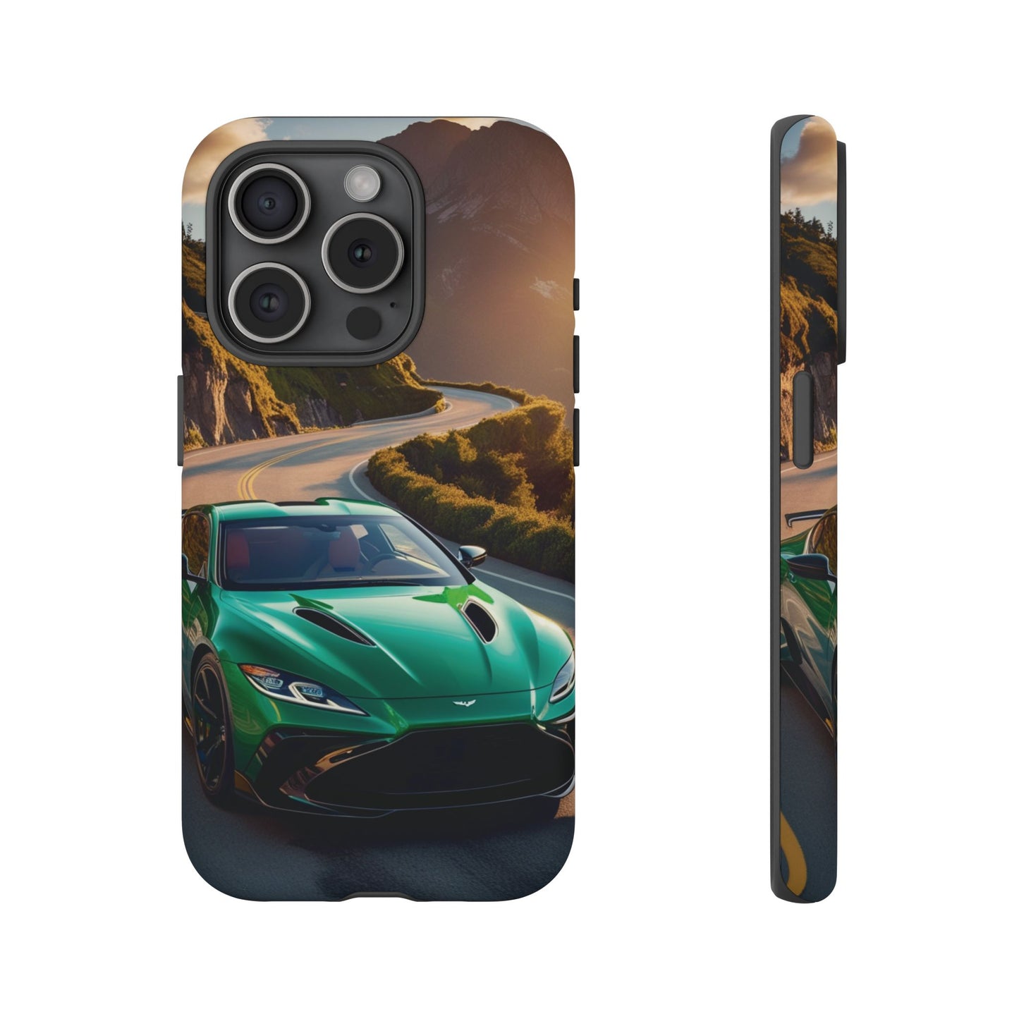 Phone Cases - Emerald Green Dream Car on Mountain Road Adventure Design