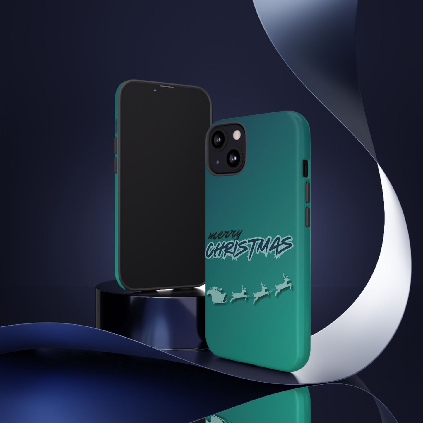 Phone Cases - Gradient Green Merry Christmas Design