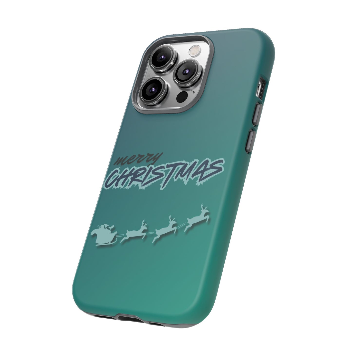 Phone Cases - Gradient Green Merry Christmas Design