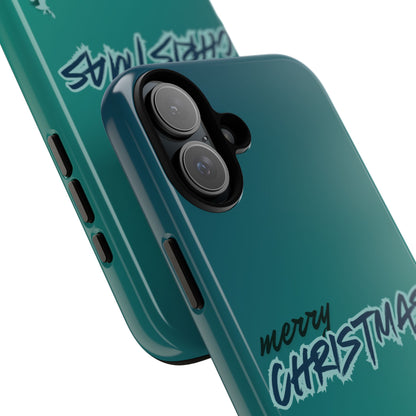 Phone Cases - Gradient Green Merry Christmas Design