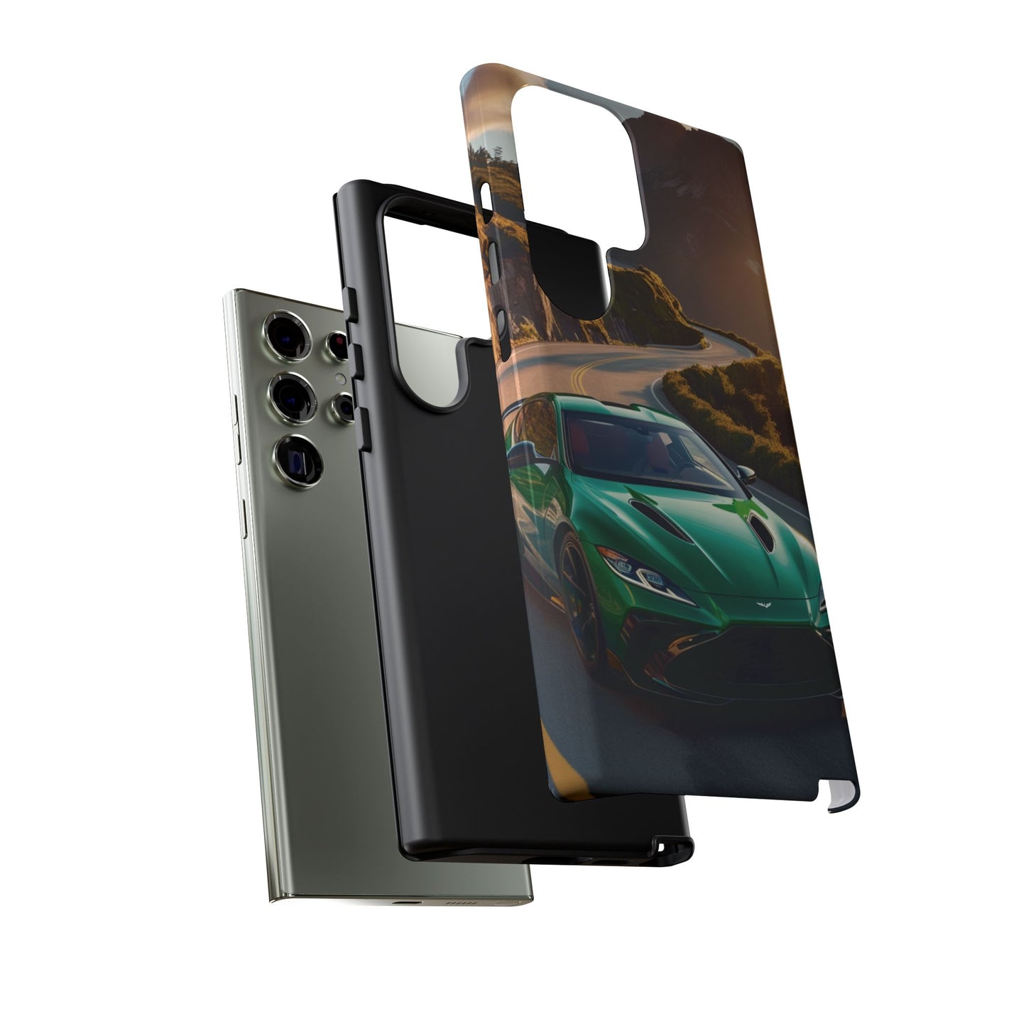 Phone Cases - Emerald Green Dream Car on Mountain Road Adventure Design