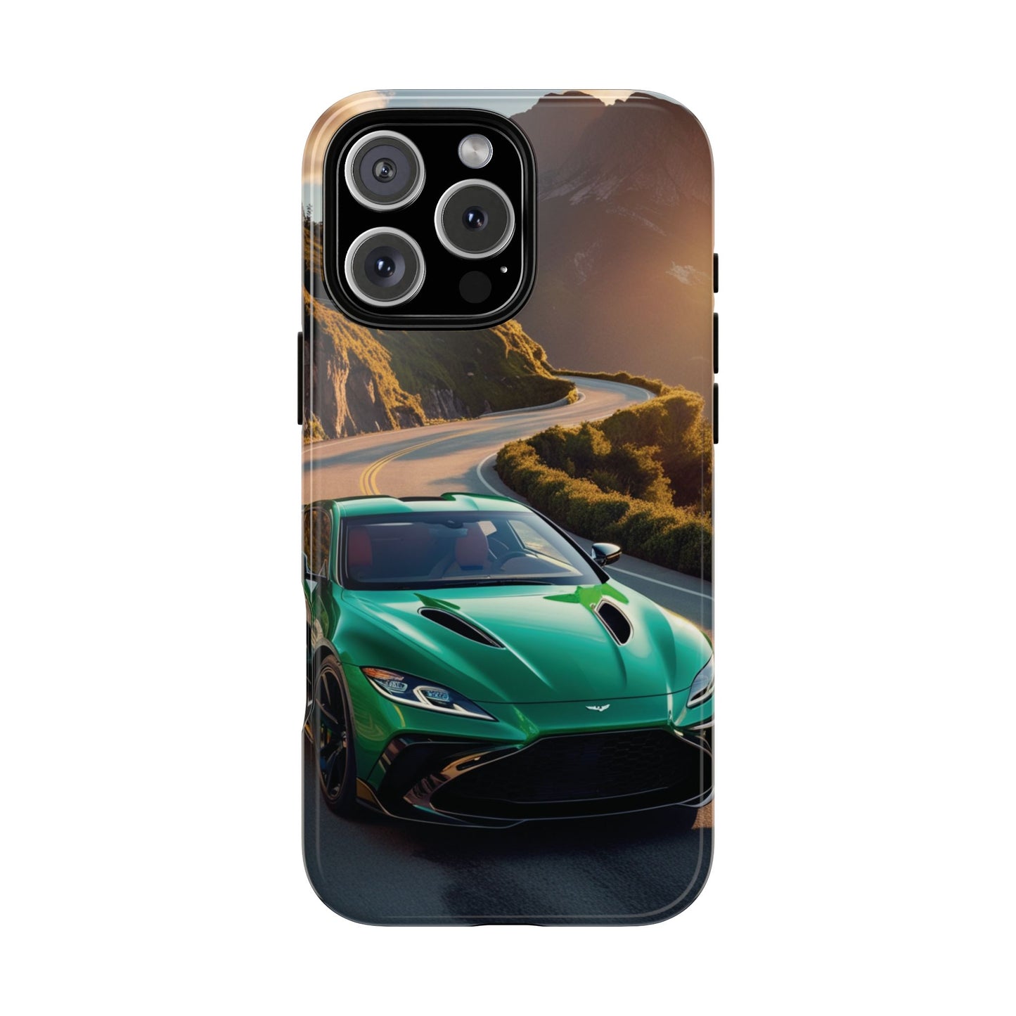 Phone Cases - Emerald Green Dream Car on Mountain Road Adventure Design