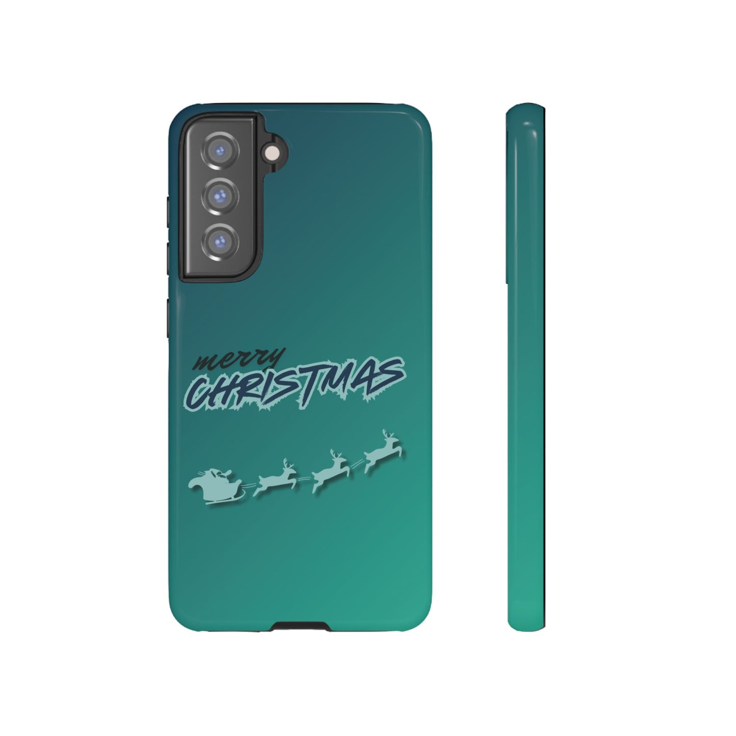 Phone Cases - Gradient Green Merry Christmas Design