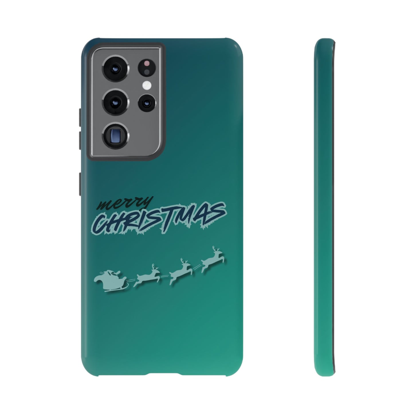 Phone Cases - Gradient Green Merry Christmas Design