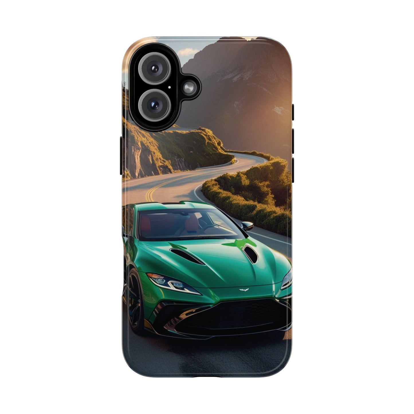 Phone Cases - Emerald Green Dream Car on Mountain Road Adventure Design