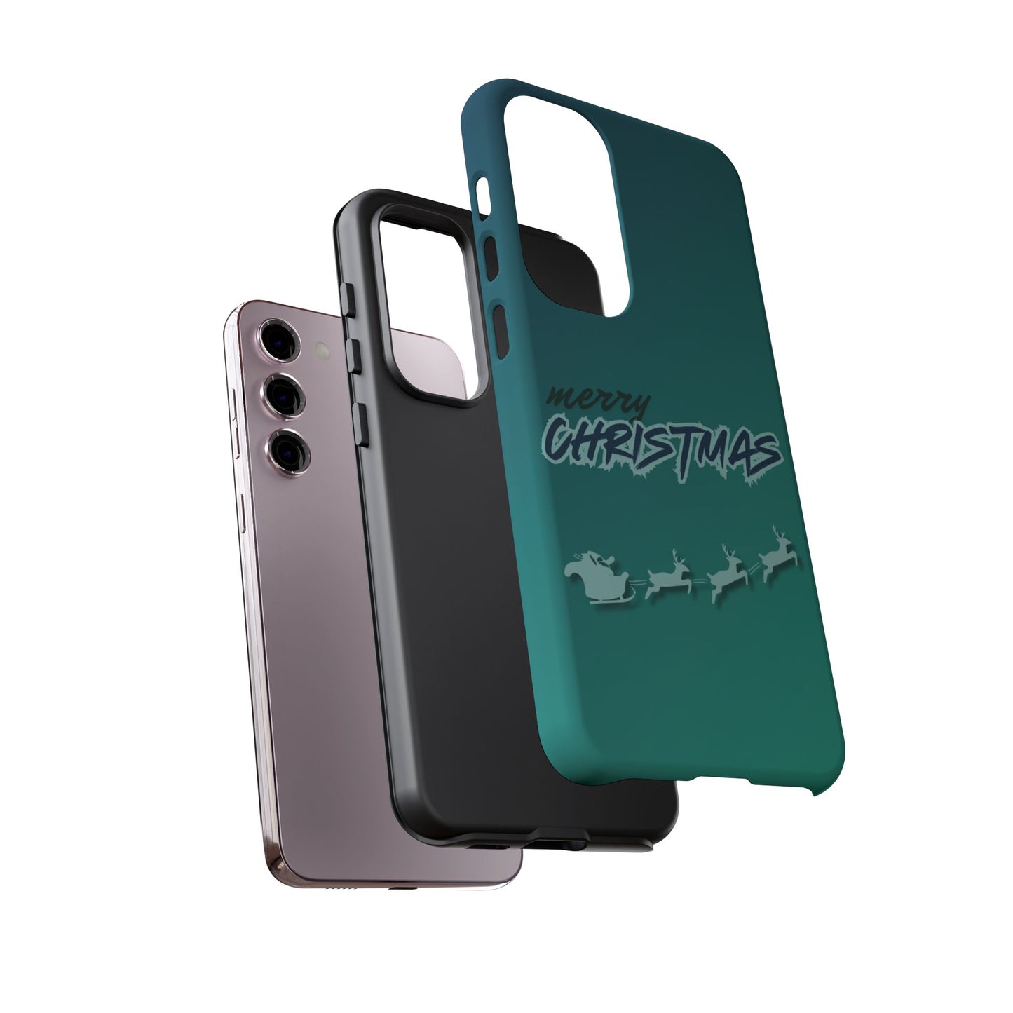 Phone Cases - Gradient Green Merry Christmas Design