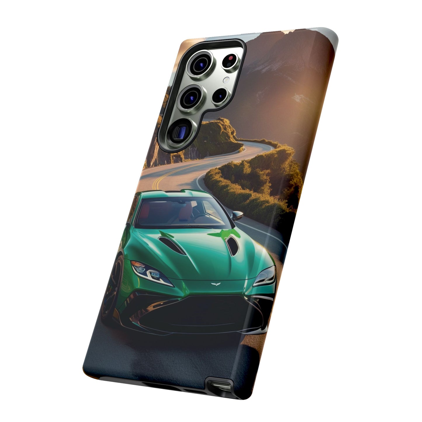 Phone Cases - Emerald Green Dream Car on Mountain Road Adventure Design