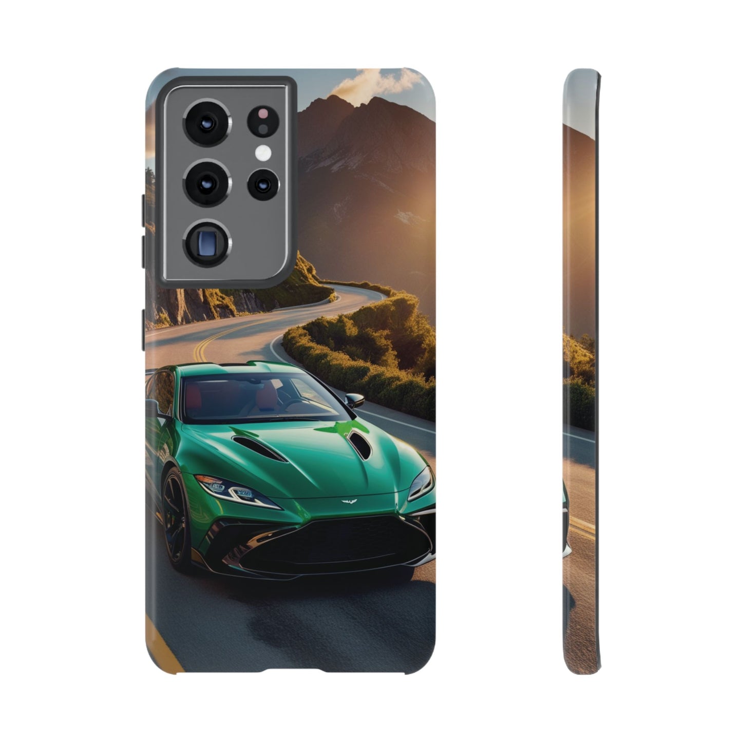 Phone Cases - Emerald Green Dream Car on Mountain Road Adventure Design