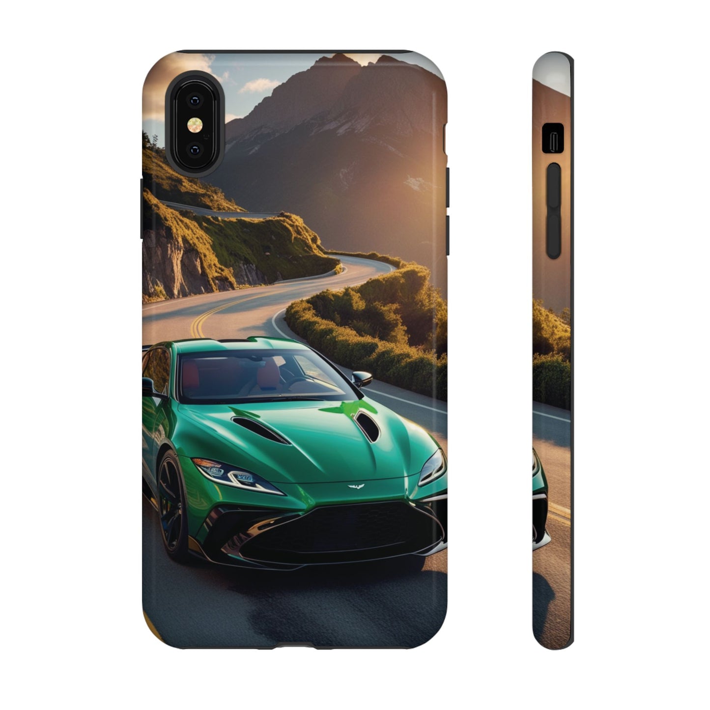 Phone Cases - Emerald Green Dream Car on Mountain Road Adventure Design