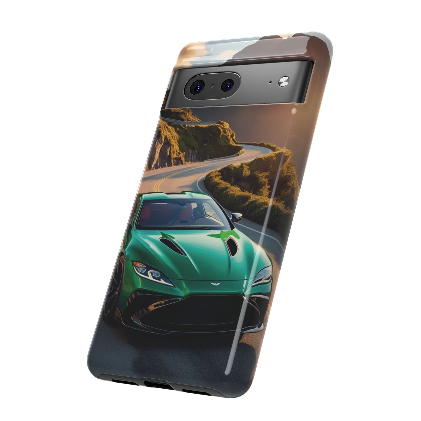 Phone Cases - Emerald Green Dream Car on Mountain Road Adventure Design