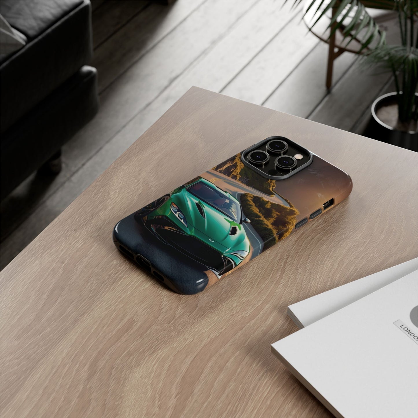 Phone Cases - Emerald Green Dream Car on Mountain Road Adventure Design