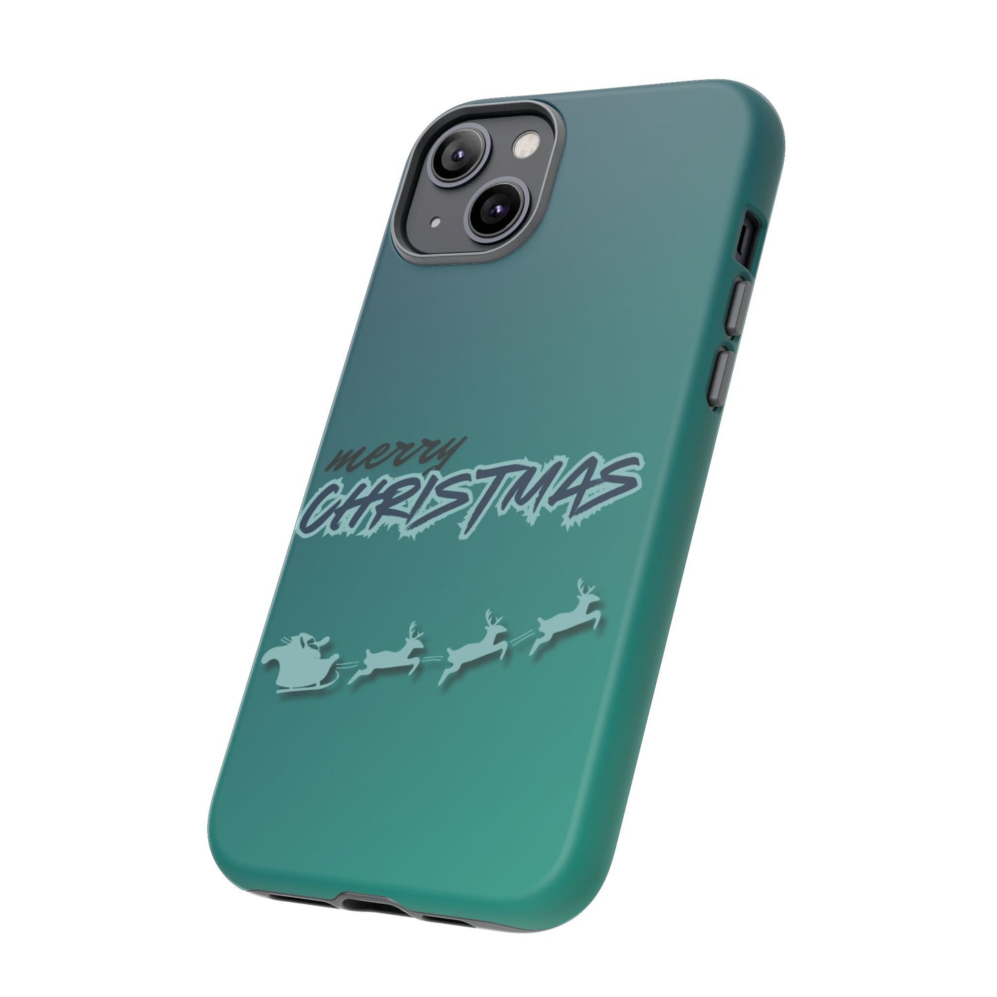 Phone Cases - Gradient Green Merry Christmas Design