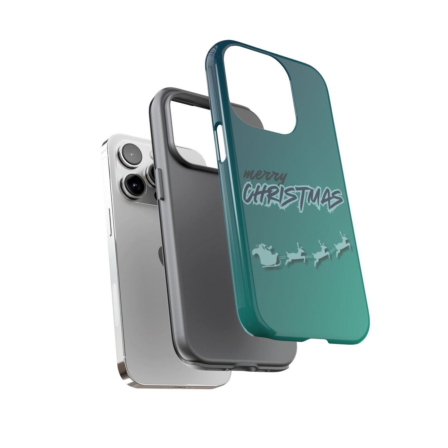 Phone Cases - Gradient Green Merry Christmas Design