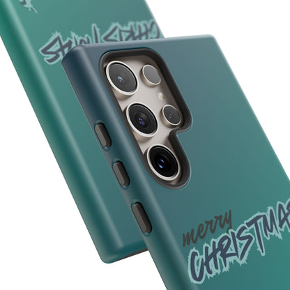 Phone Cases - Gradient Green Merry Christmas Design