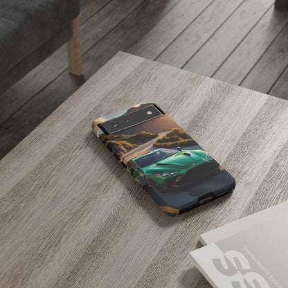 Phone Cases - Emerald Green Dream Car on Mountain Road Adventure Design