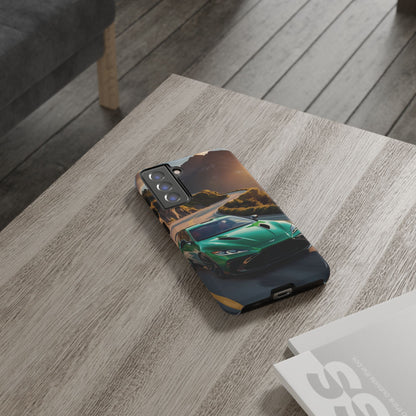 Phone Cases - Emerald Green Dream Car on Mountain Road Adventure Design