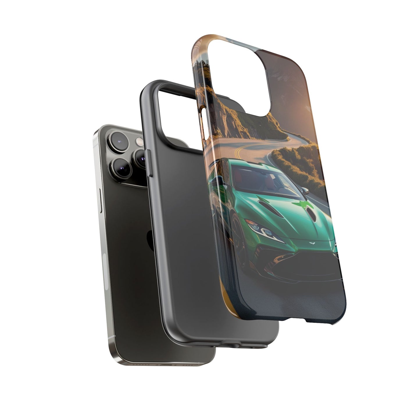 Phone Cases - Emerald Green Dream Car on Mountain Road Adventure Design