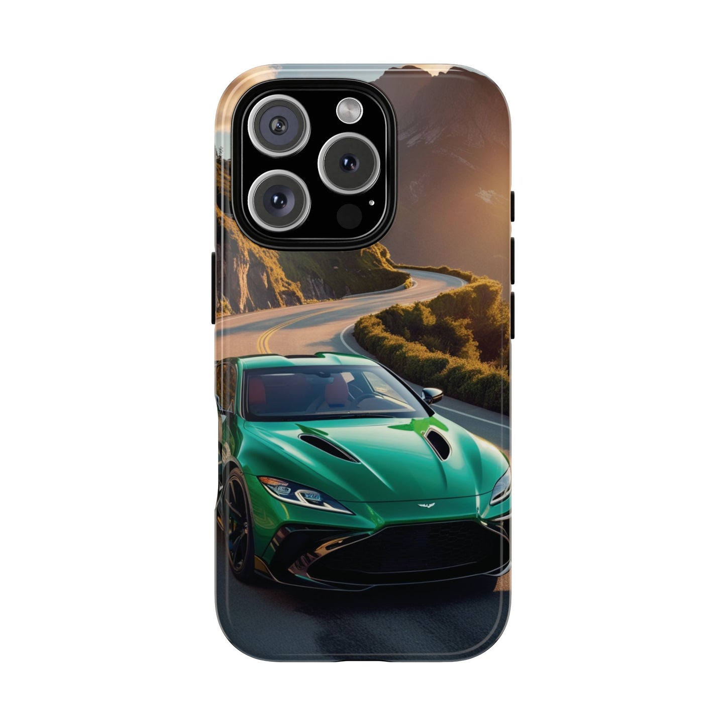 Phone Cases - Emerald Green Dream Car on Mountain Road Adventure Design