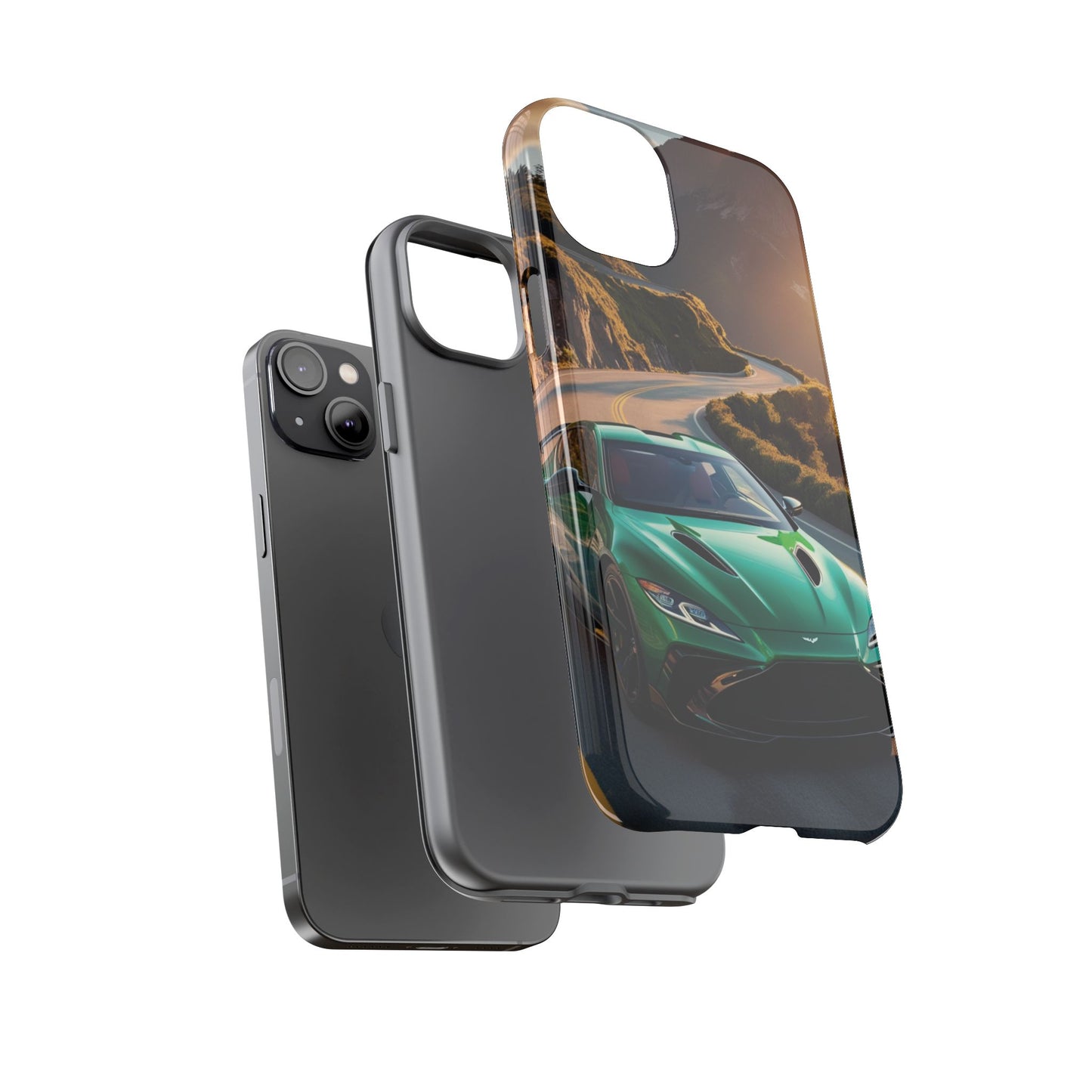 Phone Cases - Emerald Green Dream Car on Mountain Road Adventure Design