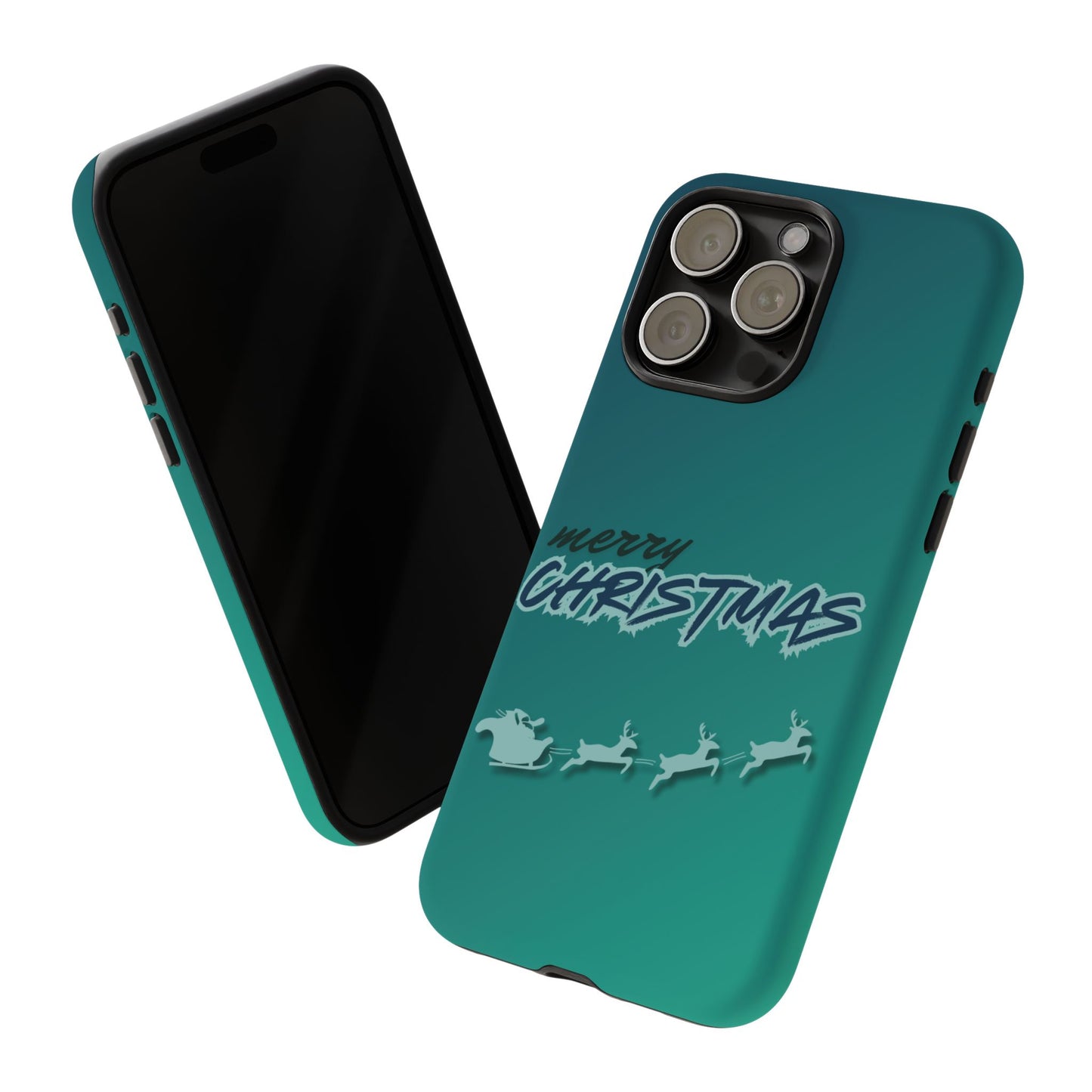 Phone Cases - Gradient Green Merry Christmas Design