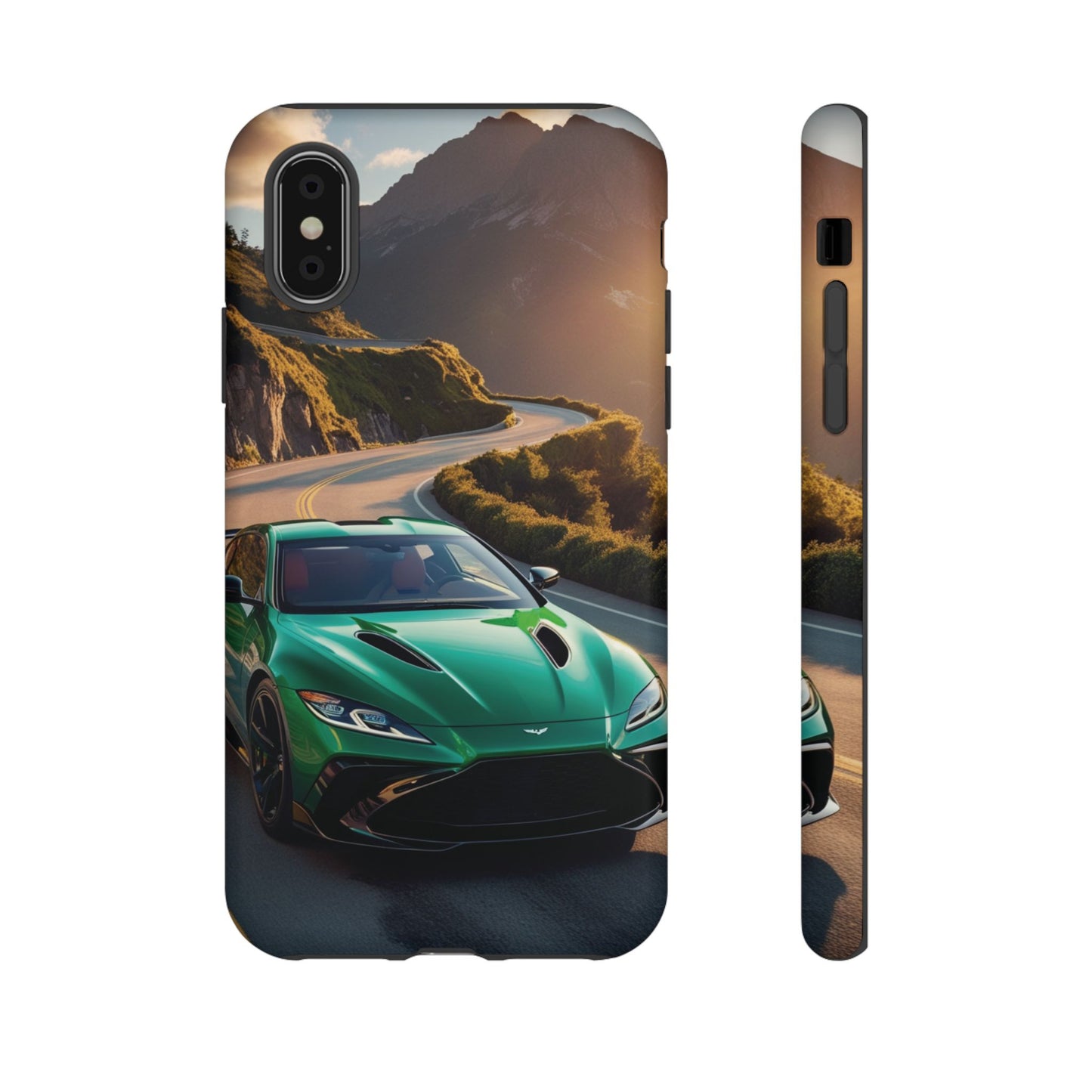 Phone Cases - Emerald Green Dream Car on Mountain Road Adventure Design