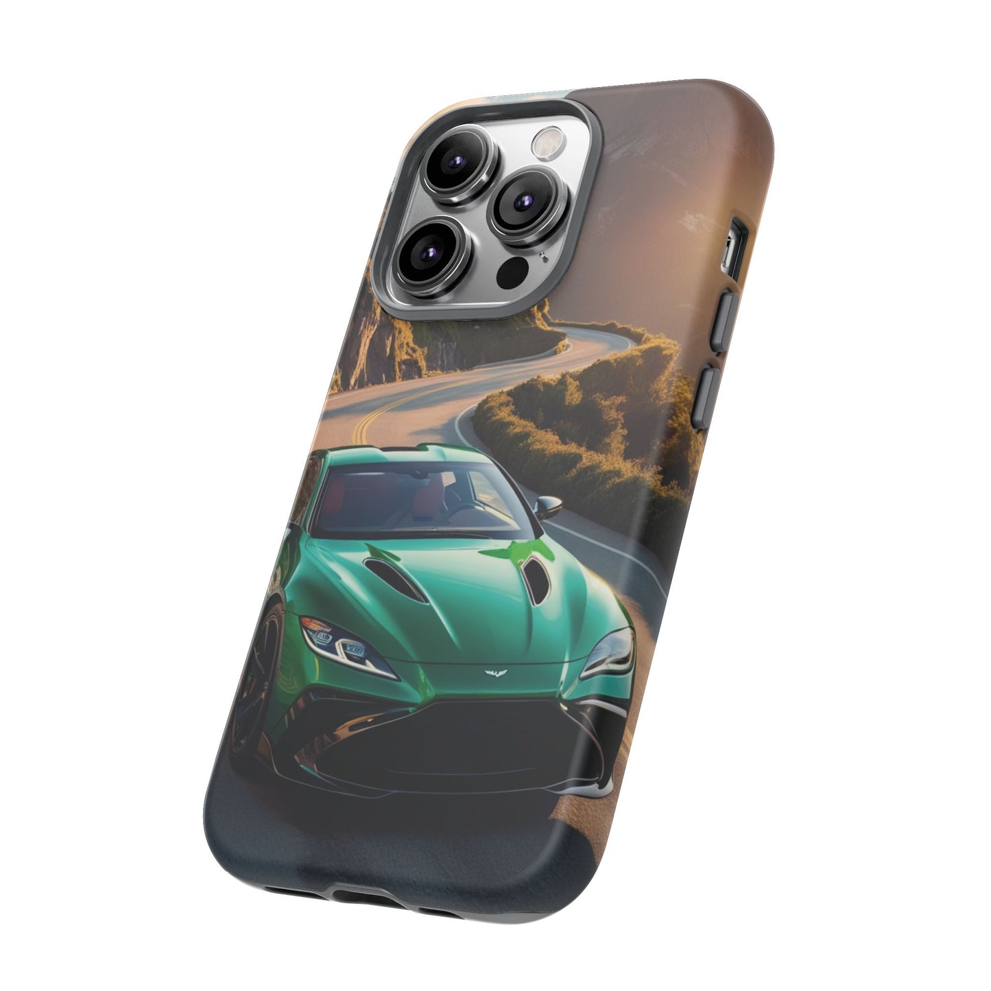 Phone Cases - Emerald Green Dream Car on Mountain Road Adventure Design