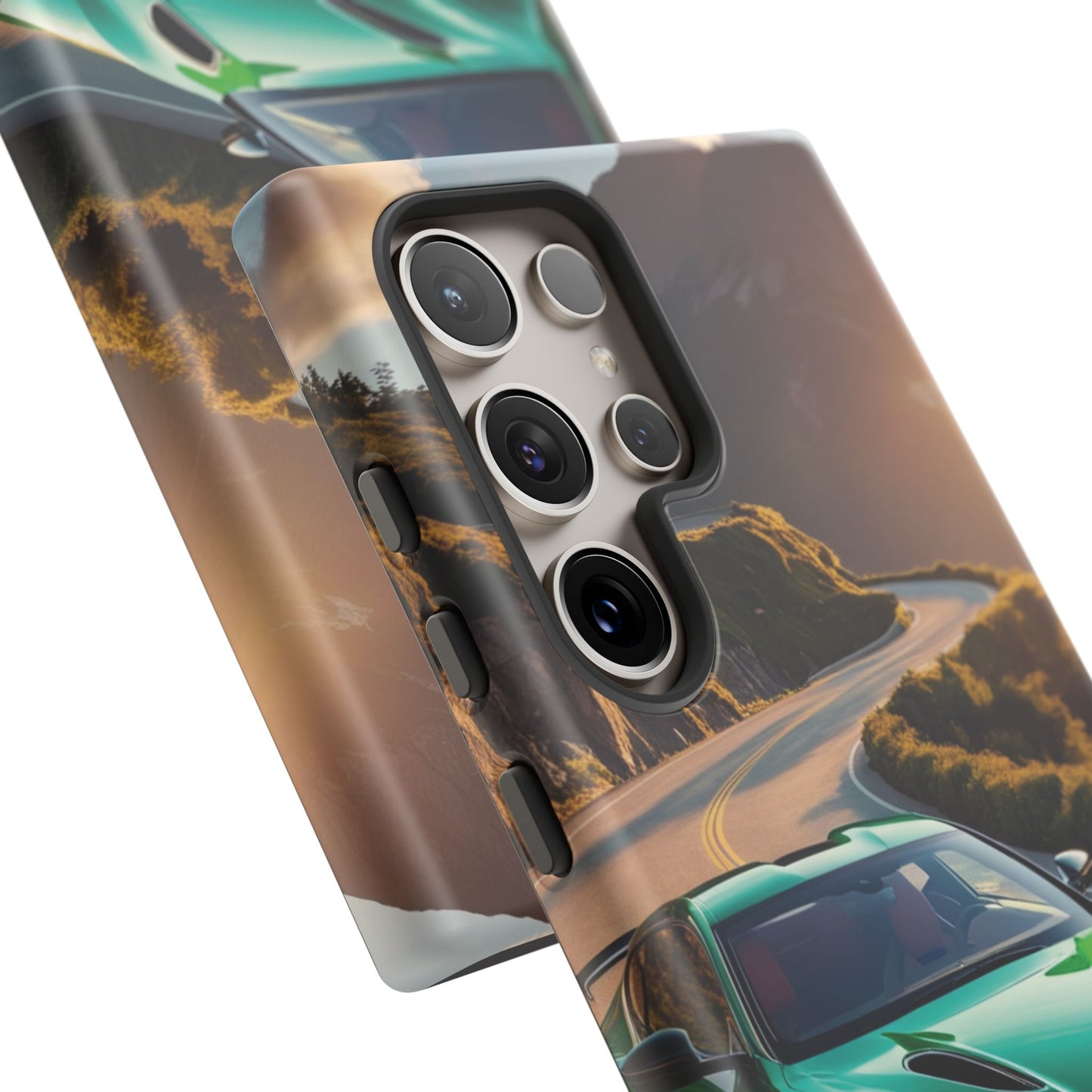 Phone Cases - Emerald Green Dream Car on Mountain Road Adventure Design