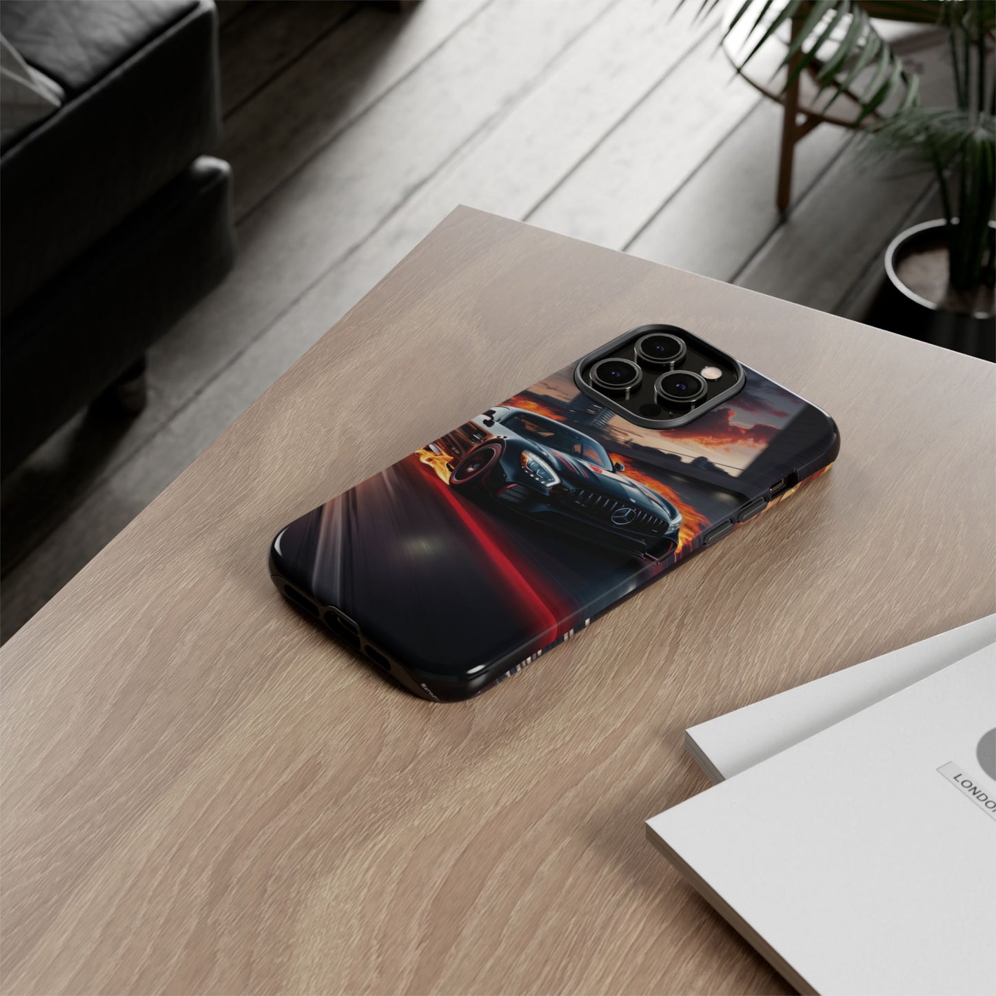 Phone Cases - Mercedes AMG in Urban Flames Design