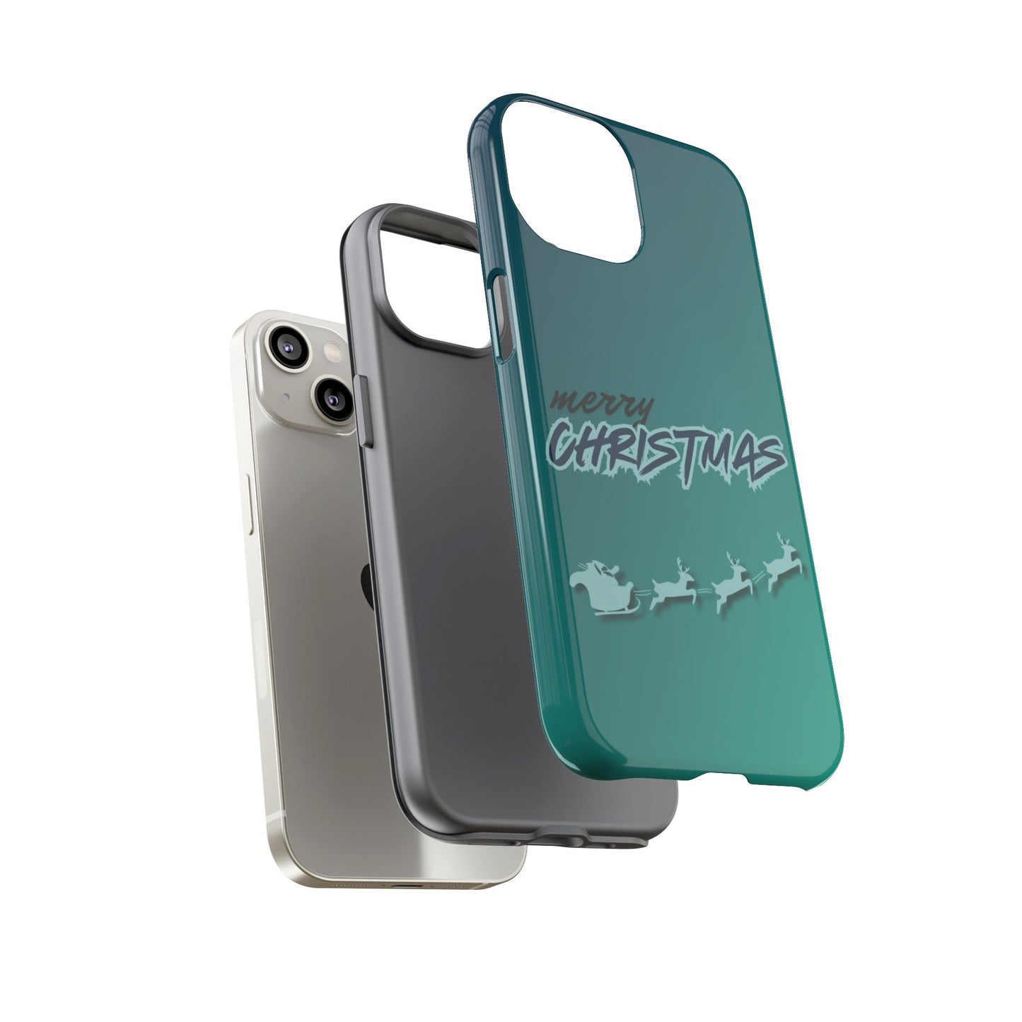 Phone Cases - Gradient Green Merry Christmas Design